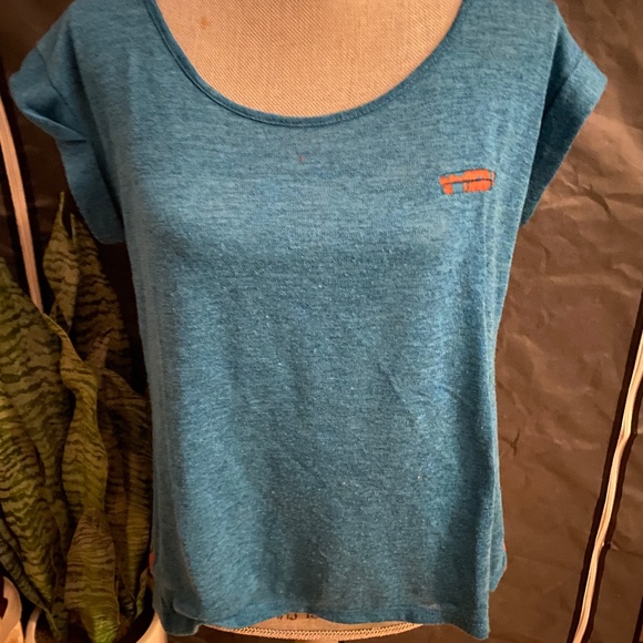 Xhilaration Blue S/S T-shirt with Organza Orange Blue Graphic Back Size Small - Picture 8 of 11